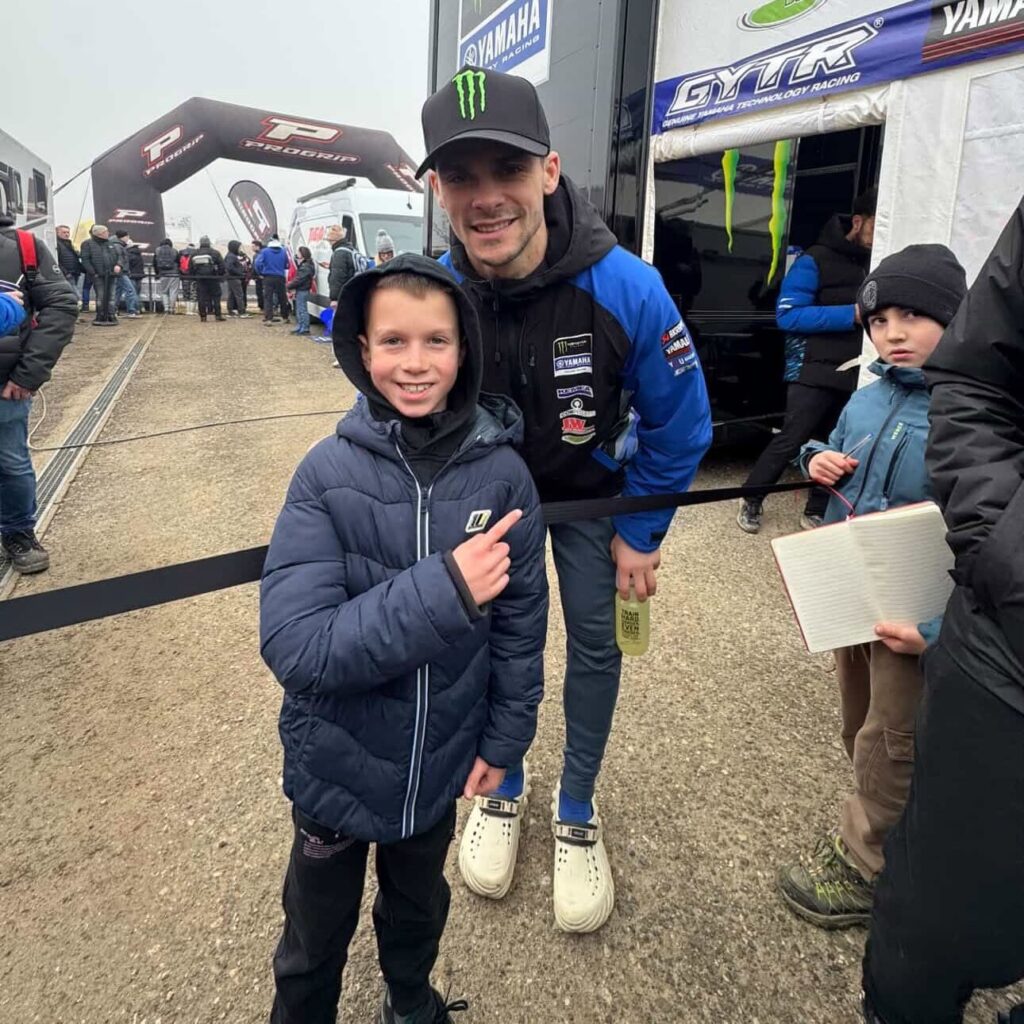 Radi with multiple motocross world champion Tim Gajser at the Internazionali d'Italia in Mantova, February 2026