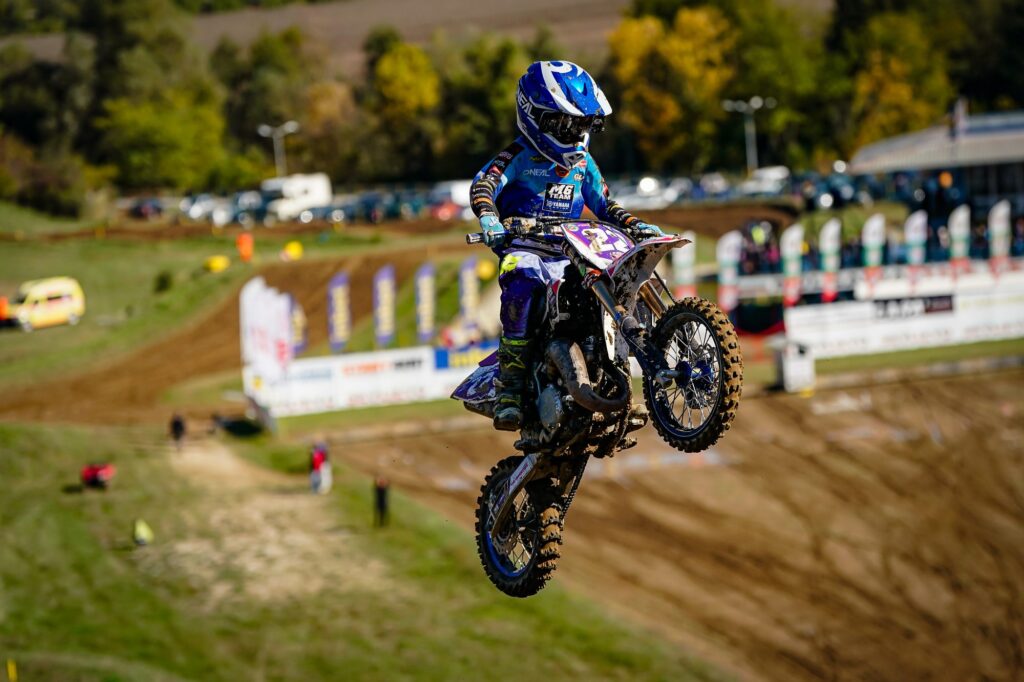 Radi (#22) jumping in front of the crowd, Sevlievo 2025